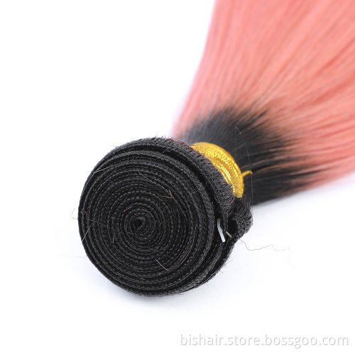 Wholesale 1B/Pink Ombre Color Bundles Straight Brazilian Human Hair Bundle for Black Women Cheap Colored Black Pink Wig